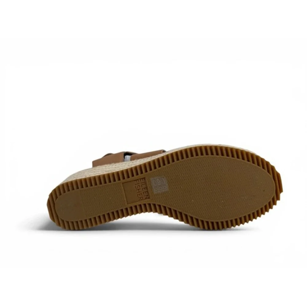 Eileen Fisher‎ Willow Espadrille Wedge Sandal Womens 9 Tan Tumbled Leather